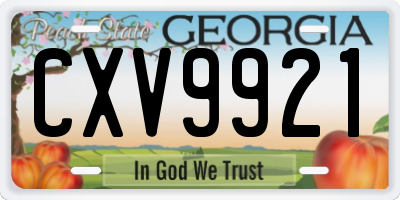 GA license plate CXV9921
