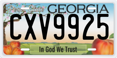 GA license plate CXV9925