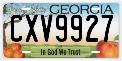 GA license plate CXV9927