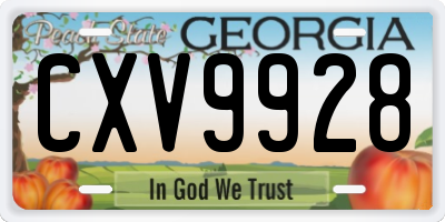 GA license plate CXV9928