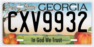GA license plate CXV9932