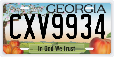 GA license plate CXV9934