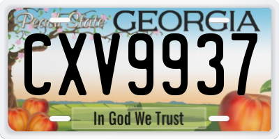 GA license plate CXV9937