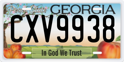 GA license plate CXV9938