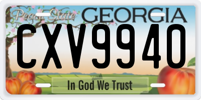 GA license plate CXV9940