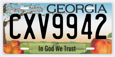 GA license plate CXV9942