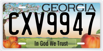 GA license plate CXV9947