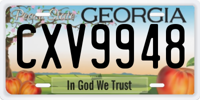 GA license plate CXV9948