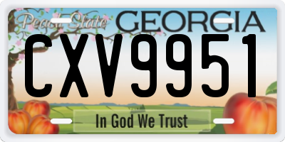 GA license plate CXV9951