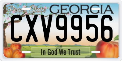 GA license plate CXV9956