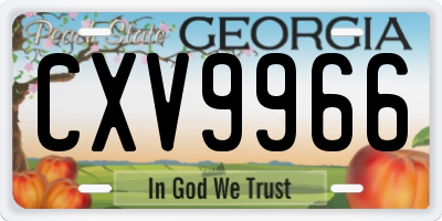 GA license plate CXV9966