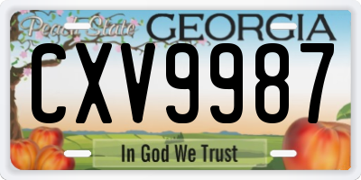 GA license plate CXV9987