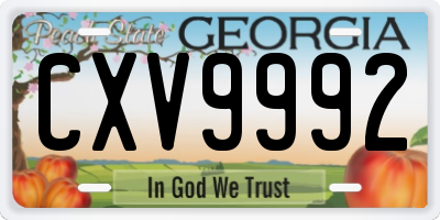 GA license plate CXV9992