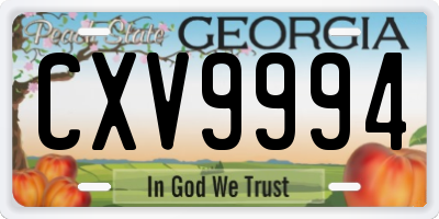 GA license plate CXV9994