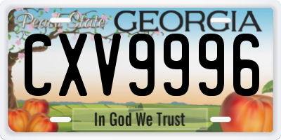 GA license plate CXV9996