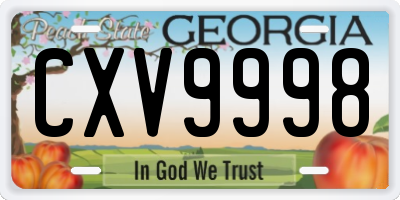 GA license plate CXV9998