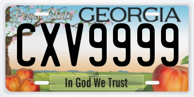 GA license plate CXV9999