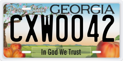 GA license plate CXW0042