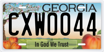 GA license plate CXW0044