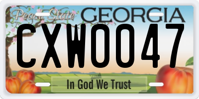 GA license plate CXW0047