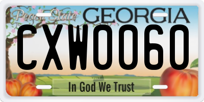 GA license plate CXW0060