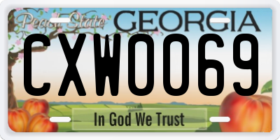 GA license plate CXW0069