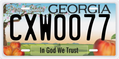 GA license plate CXW0077