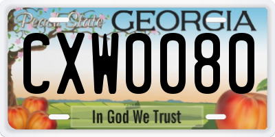 GA license plate CXW0080