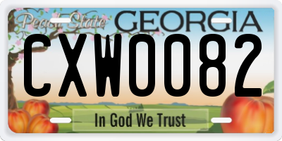 GA license plate CXW0082