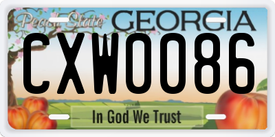 GA license plate CXW0086