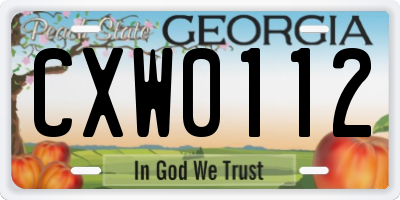GA license plate CXW0112