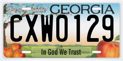 GA license plate CXW0129