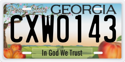 GA license plate CXW0143