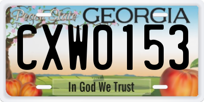 GA license plate CXW0153