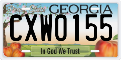 GA license plate CXW0155