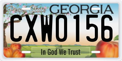 GA license plate CXW0156