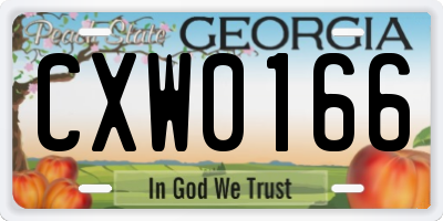 GA license plate CXW0166