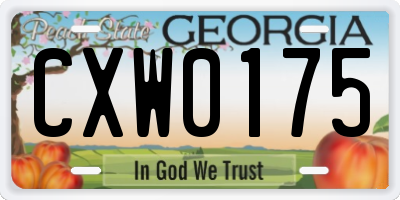 GA license plate CXW0175