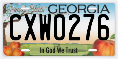 GA license plate CXW0276