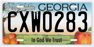 GA license plate CXW0283