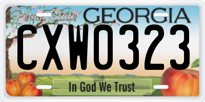 GA license plate CXW0323