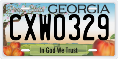 GA license plate CXW0329
