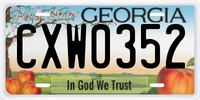 GA license plate CXW0352