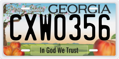 GA license plate CXW0356