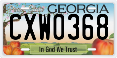 GA license plate CXW0368