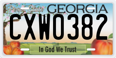 GA license plate CXW0382