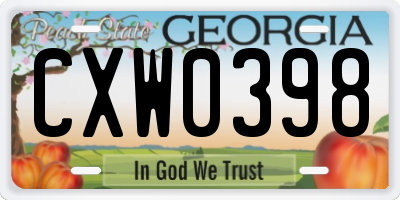 GA license plate CXW0398