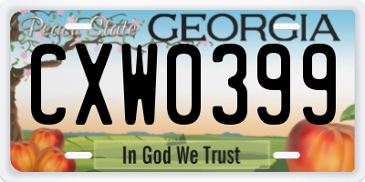 GA license plate CXW0399
