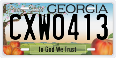 GA license plate CXW0413