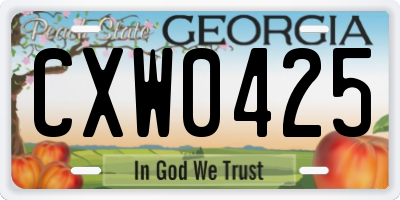 GA license plate CXW0425